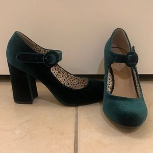 Restricted Fame of Reference Velvet Block Heel